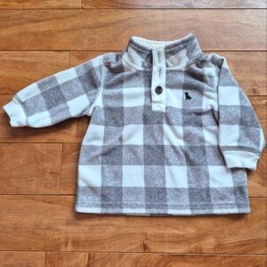 Carter’s Baby Boy’s Grey Buffalo Plaid Pullover – Size 6M